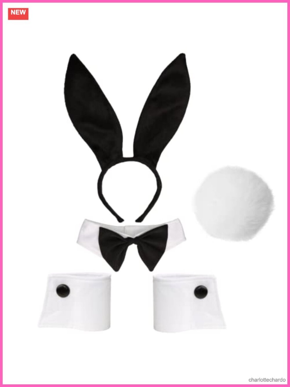 Bunny Costume Set Rabbit Ear Headband Bow Tie Cuff Tail Accessories Kit